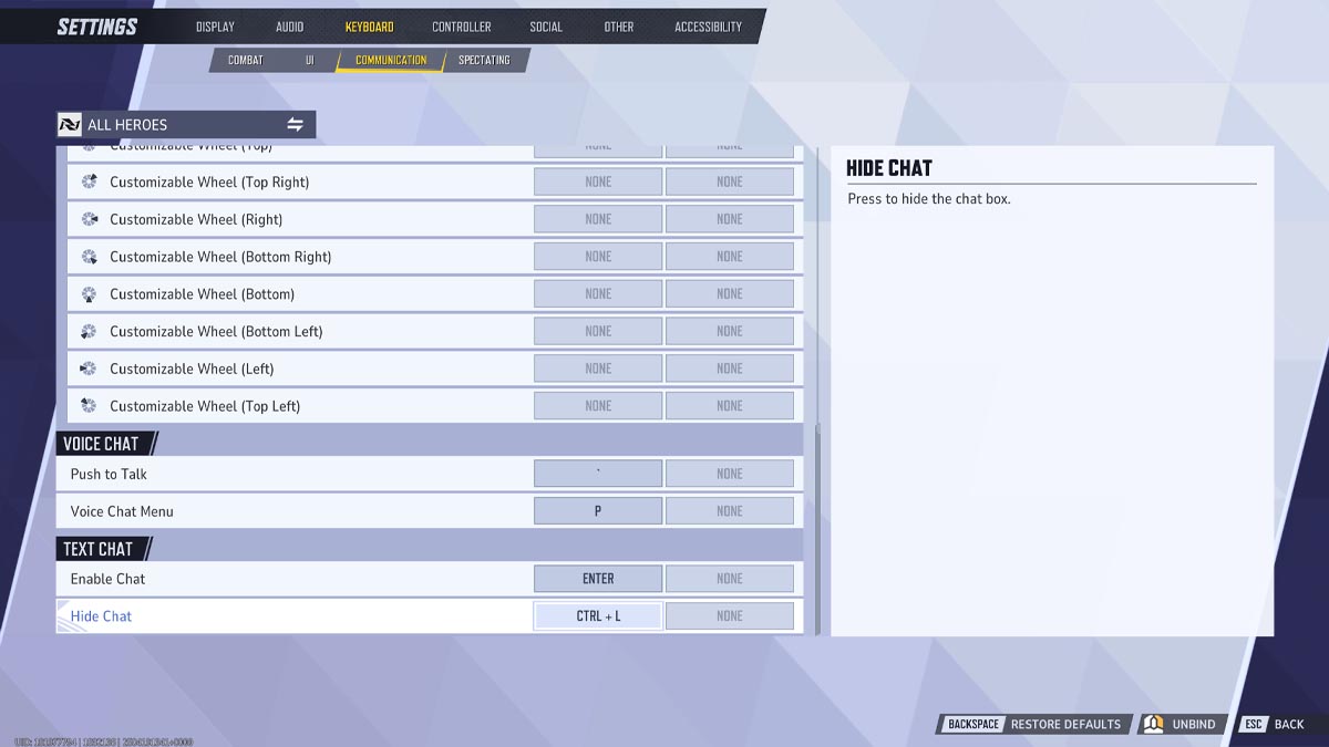 Hiding chat in Marvel Rivals