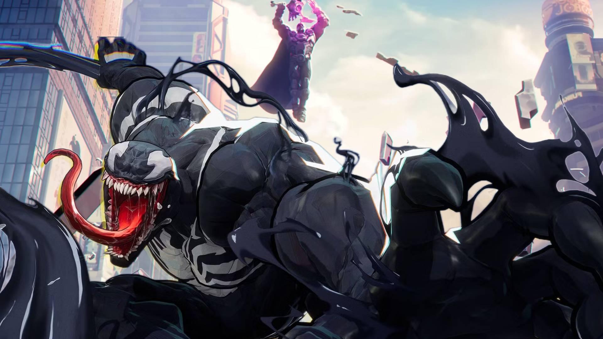 Marvel Rivals Venom running away from Dr Strange