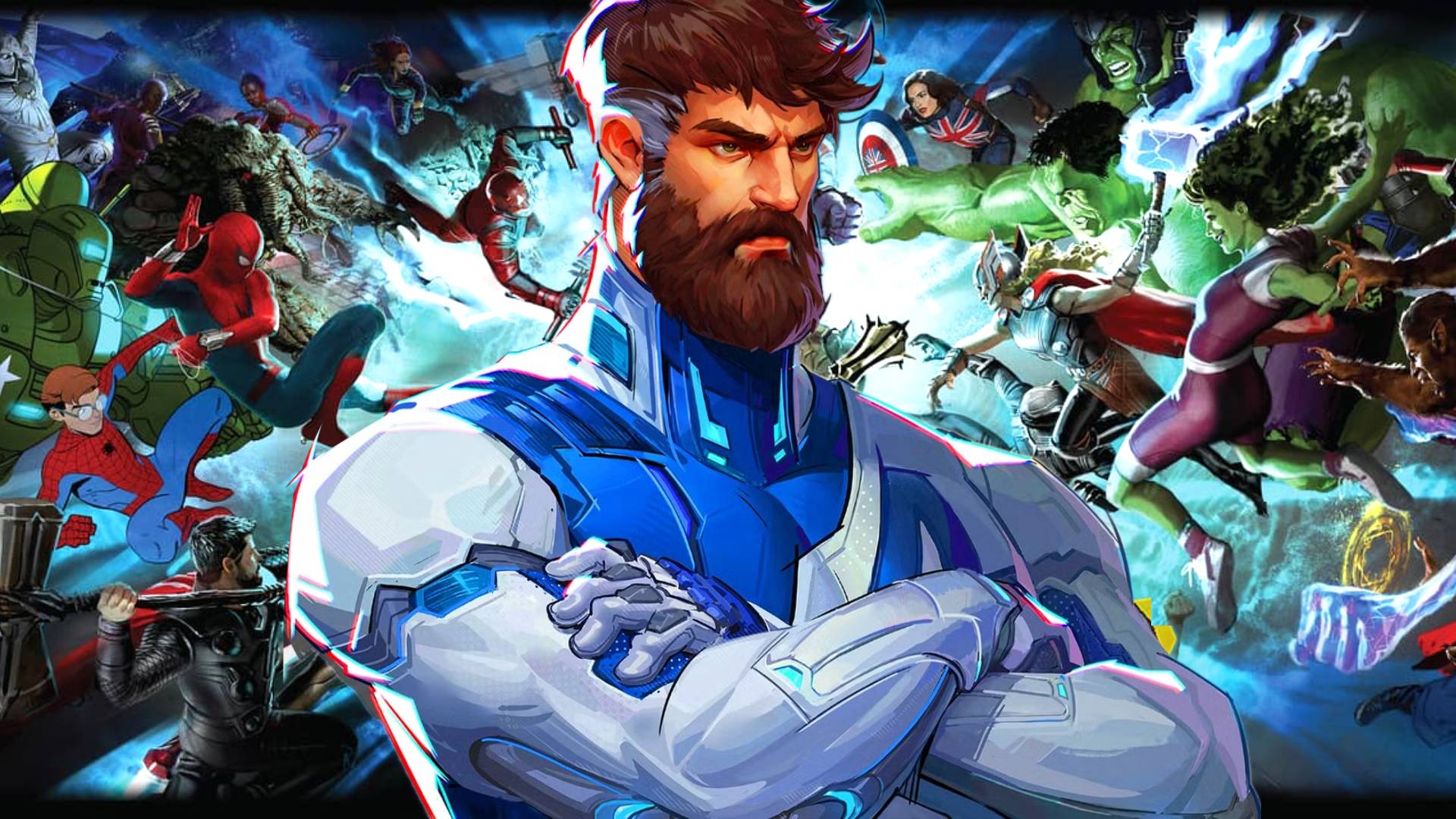 marvel rivals mr fantastic standing atop the marvel multiverse