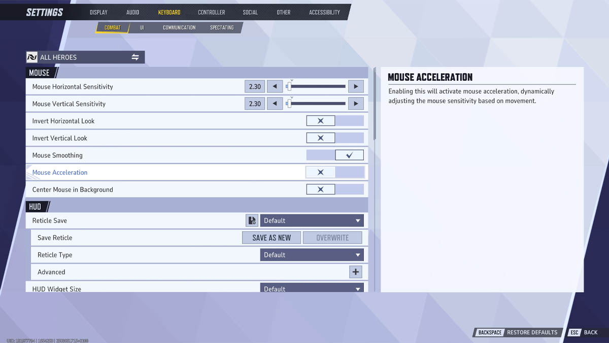 Mouse acceleration in Marvel Rivals