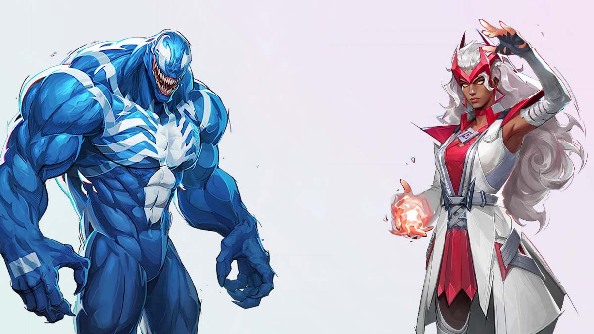 Cyan Venom and White Scarlet Witch skins in Marvel Rivals