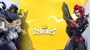Image of Marvel Rivals superheroes Black Widow, Emma Frost, and Kang.