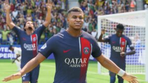 FC 24 Ligue 1 TOTS: Kylian Mbappe celebrating in FC 24