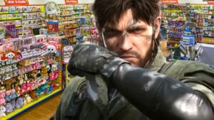 Metal Gear Solid Delta Snake Eater render of Solid Snake standing in a toy store
