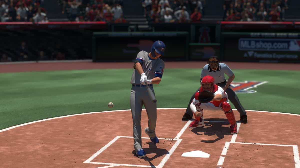 MLB The Show 23 World Series Program introduces a talented baseball player hitting a ball in the game, featuring the addition of 99-OVR Corey Seager.