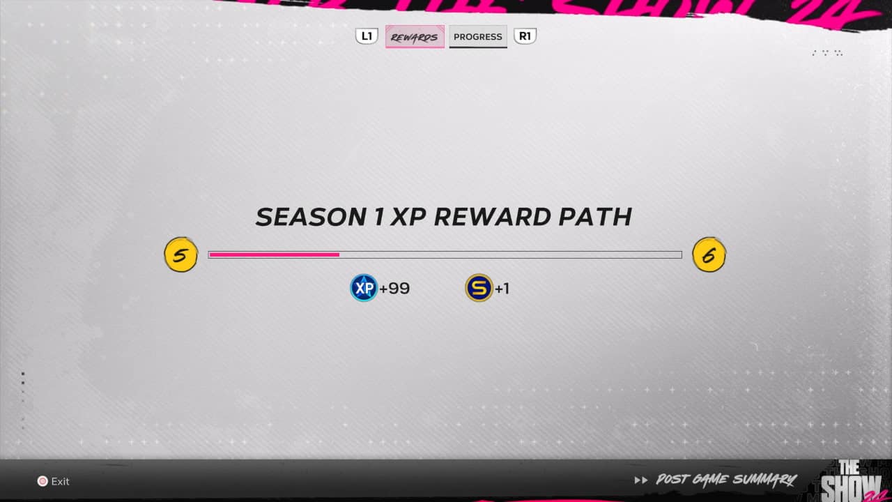 MLB the show 24 level up XP earned