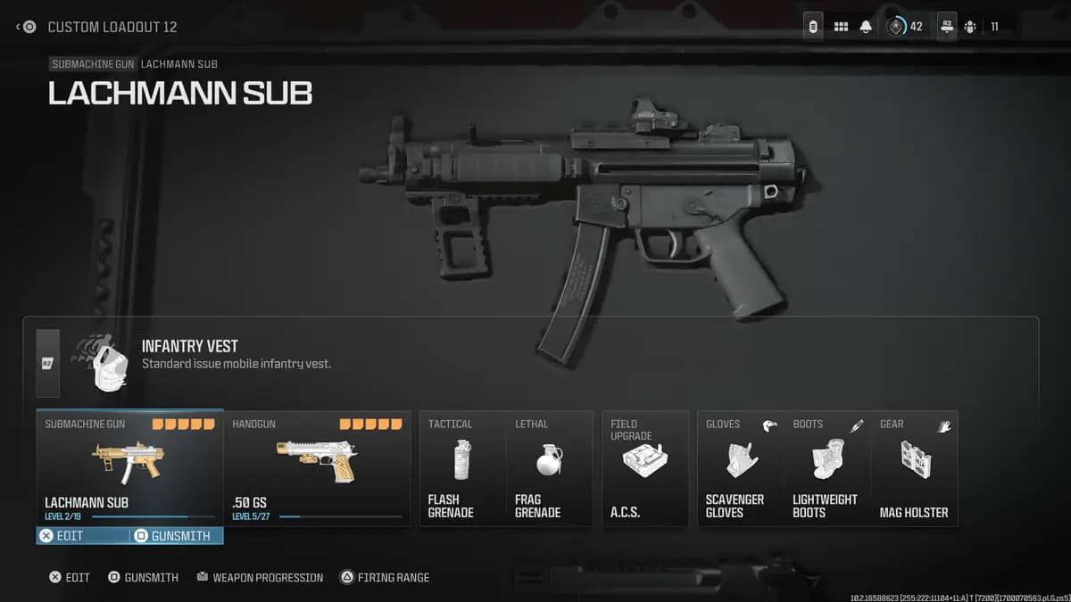 A screenshot of the Lachmann Sub weapon in MW3 video game.