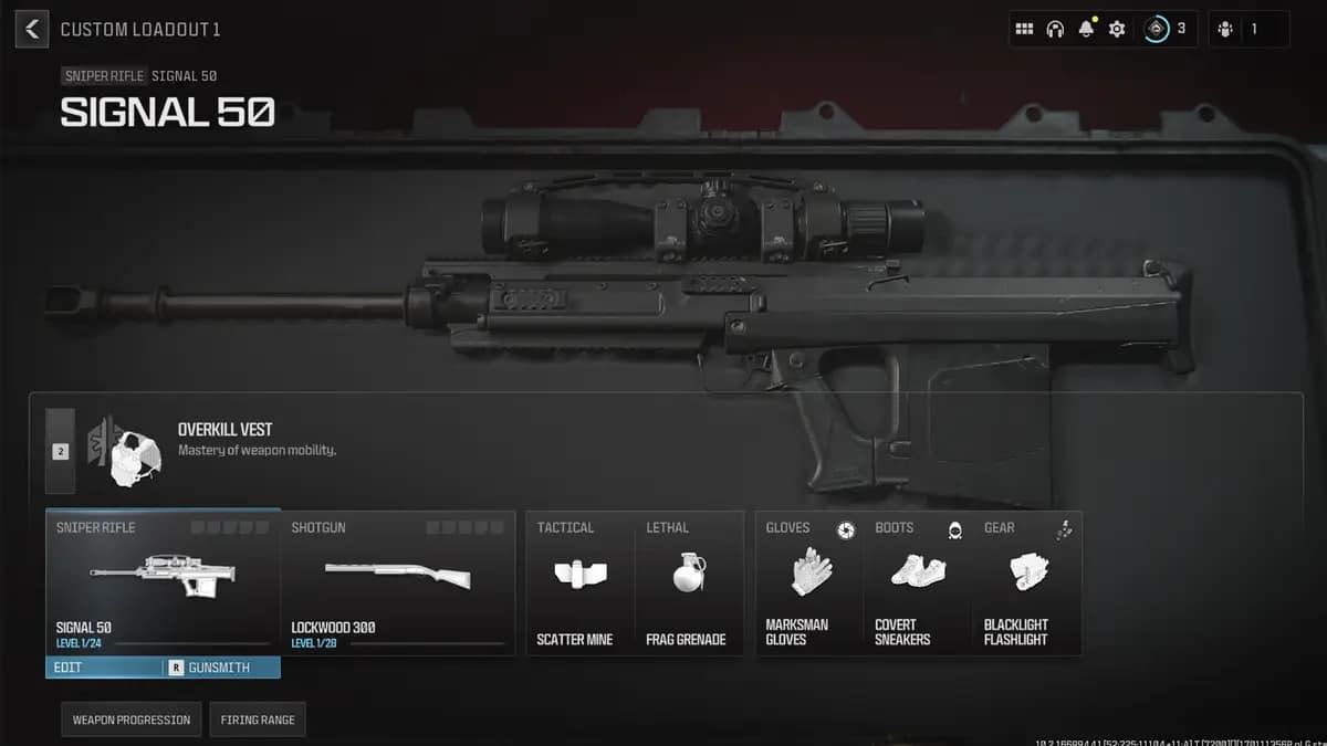 A screenshot of the Signal 50 loadout in Call of Duty: Modern Warfare 3.