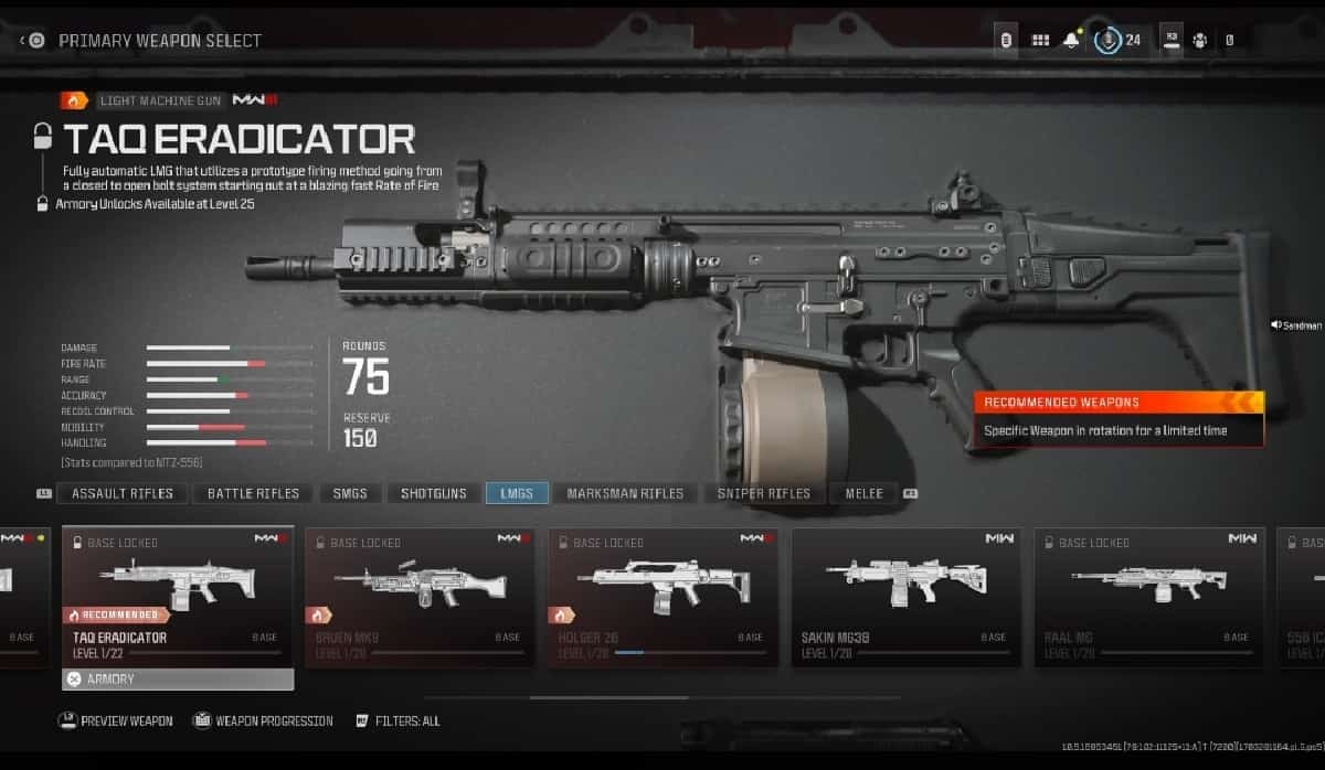 A screenshot showcasing the weapons in Apex Legends.
