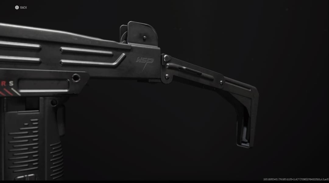 A 3d model of a gun with a black background inspired by the WSP-9 loadout in MW3.