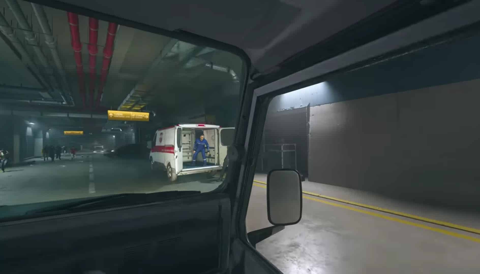 Discover hidden details and Easter eggs inside a truck in a parking garage.