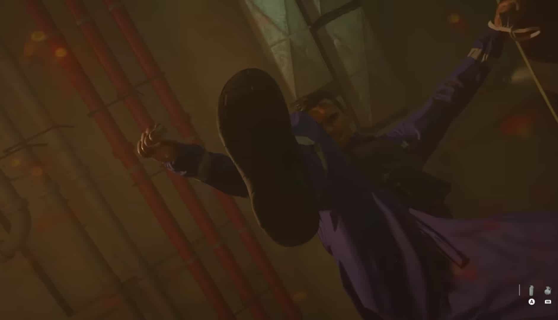 A man in a purple suit is jumping in the air, while hidden details you missed unfold.