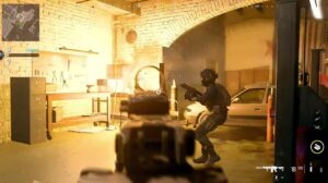 A screenshot of a video game with a gun in it, featuring the best throwables in MW3 beta.
