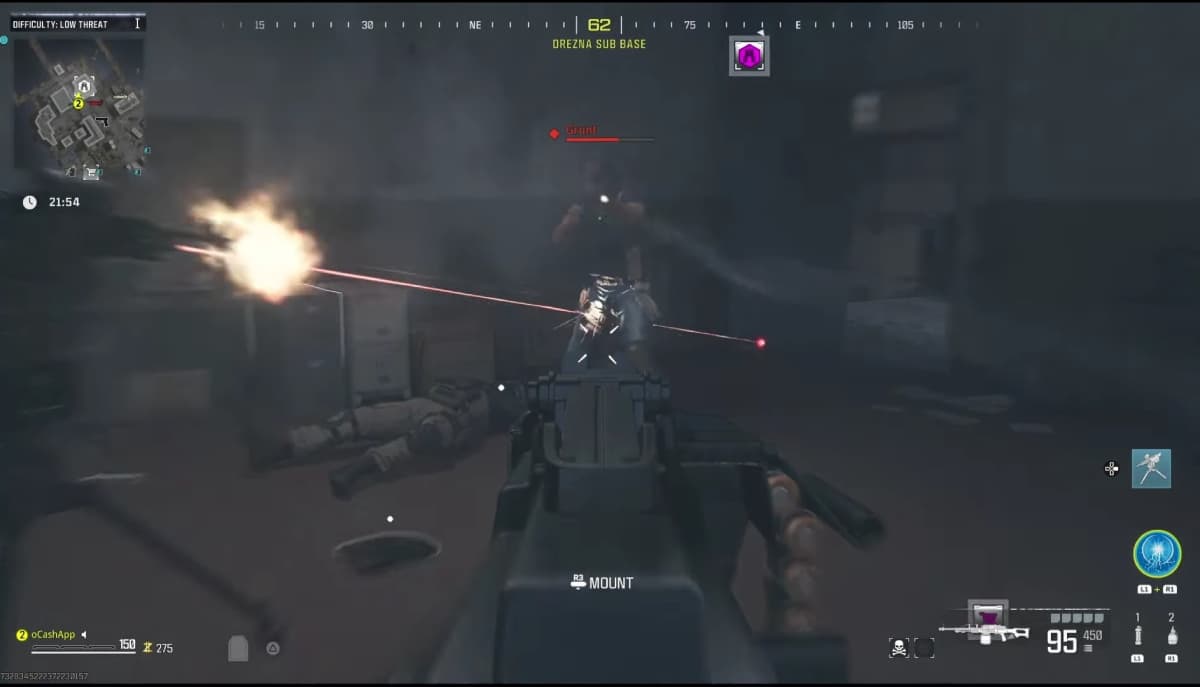 A screenshot of MW3 zombies featuring a Sentry Gun.