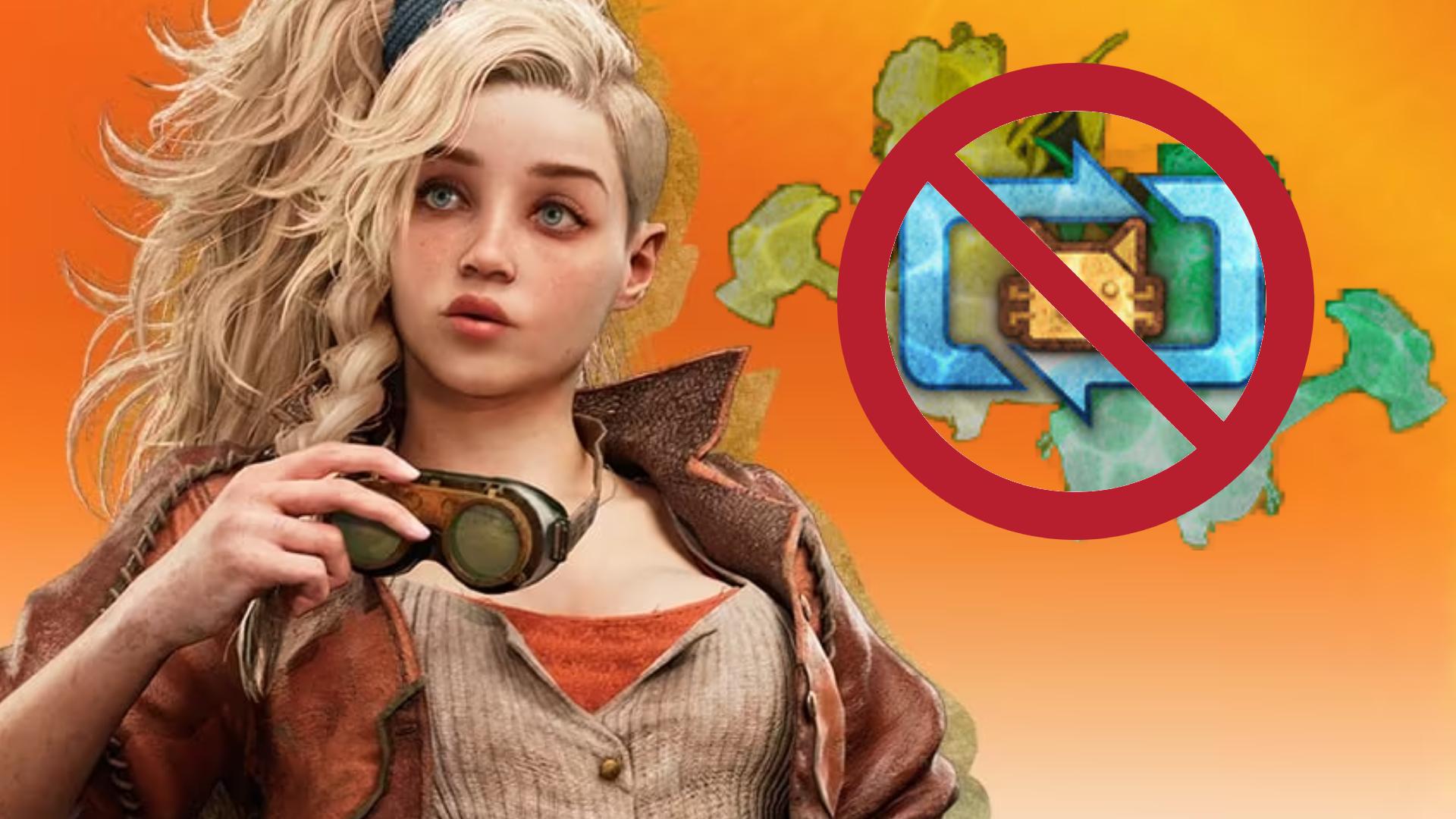 Monster Hunter Wilds character standing next to the character edit token