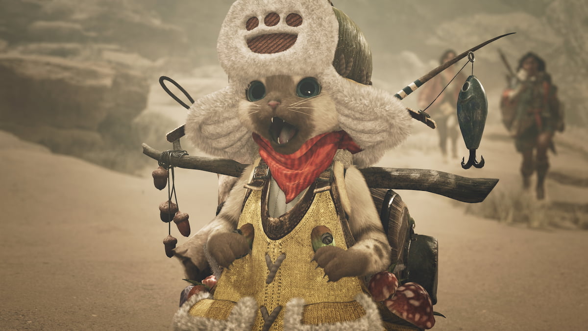 Image of the cat-like companion creature in the game Monster Hunter Wilds.