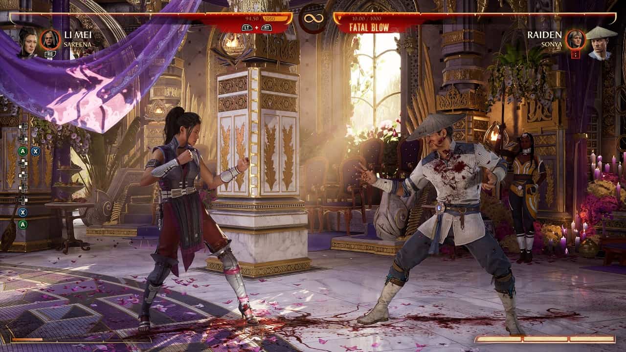 Mortal Kombat 1 enhance moves: An image of Li Mei fighting Raiden in the game.