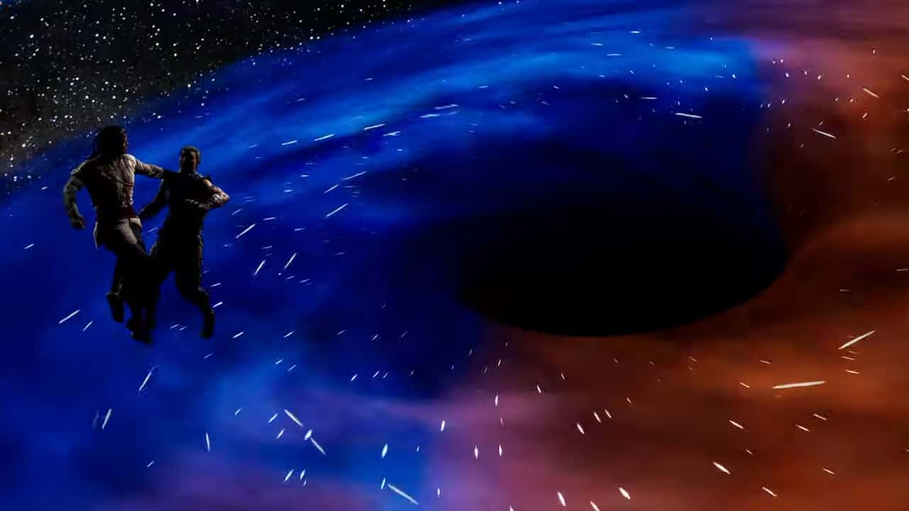 Mortal Kombat 1 fatalities: An image of Liu Kang's Black Hole fatality in the latest Mortal Kombat game.