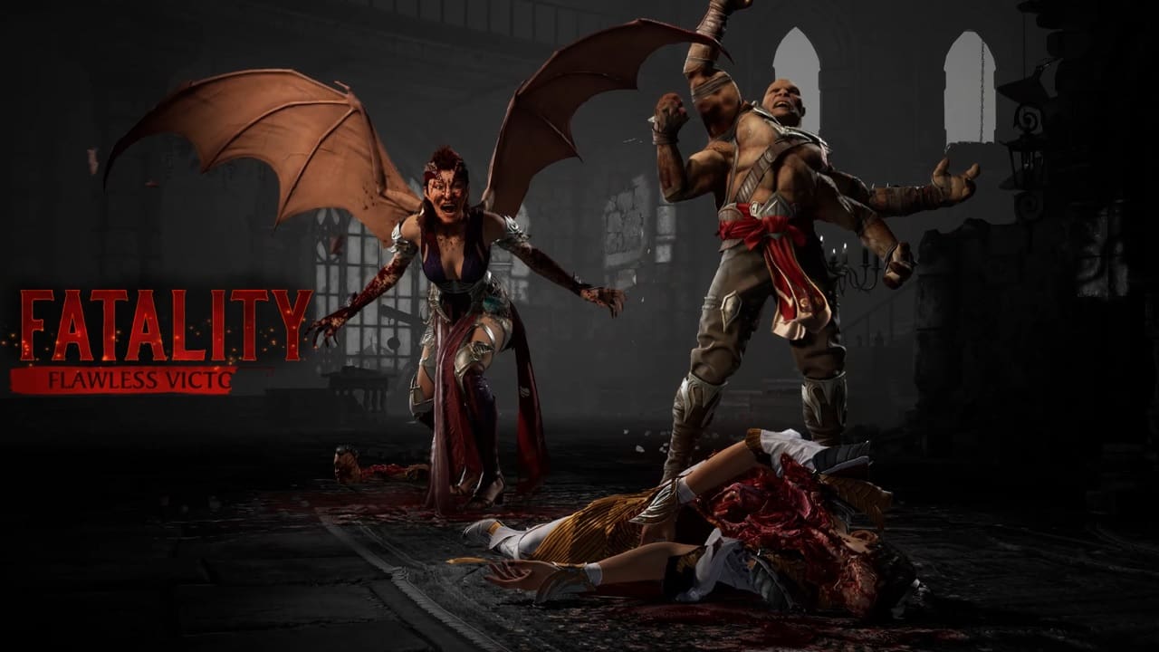 Mortal Kombat 1 fatalities: An image of Nitara's Vaeternus Kombat fatality in the latest Mortal Kombat game.