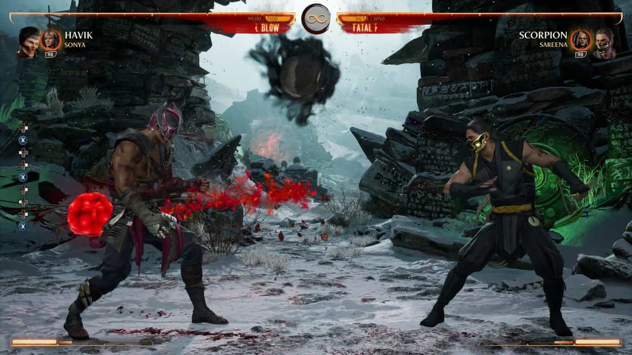 Mortal Kombat 1 Havik: An image of Havik fighting Scorpion in the game.