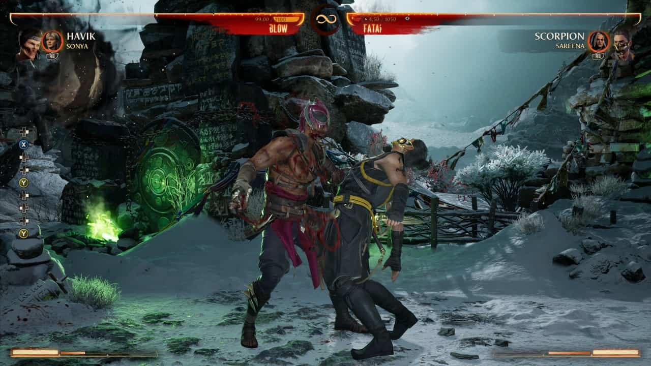 Mortal Kombat 1 Havik: An image of Havik fighting Scorpion in the game.