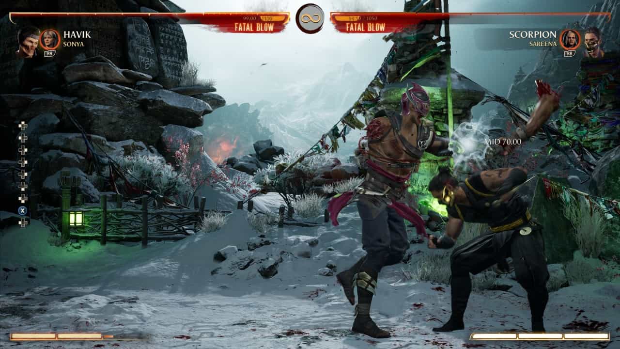 Mortal Kombat 1 Havik: An image of Havik fighting Scorpion in the game.