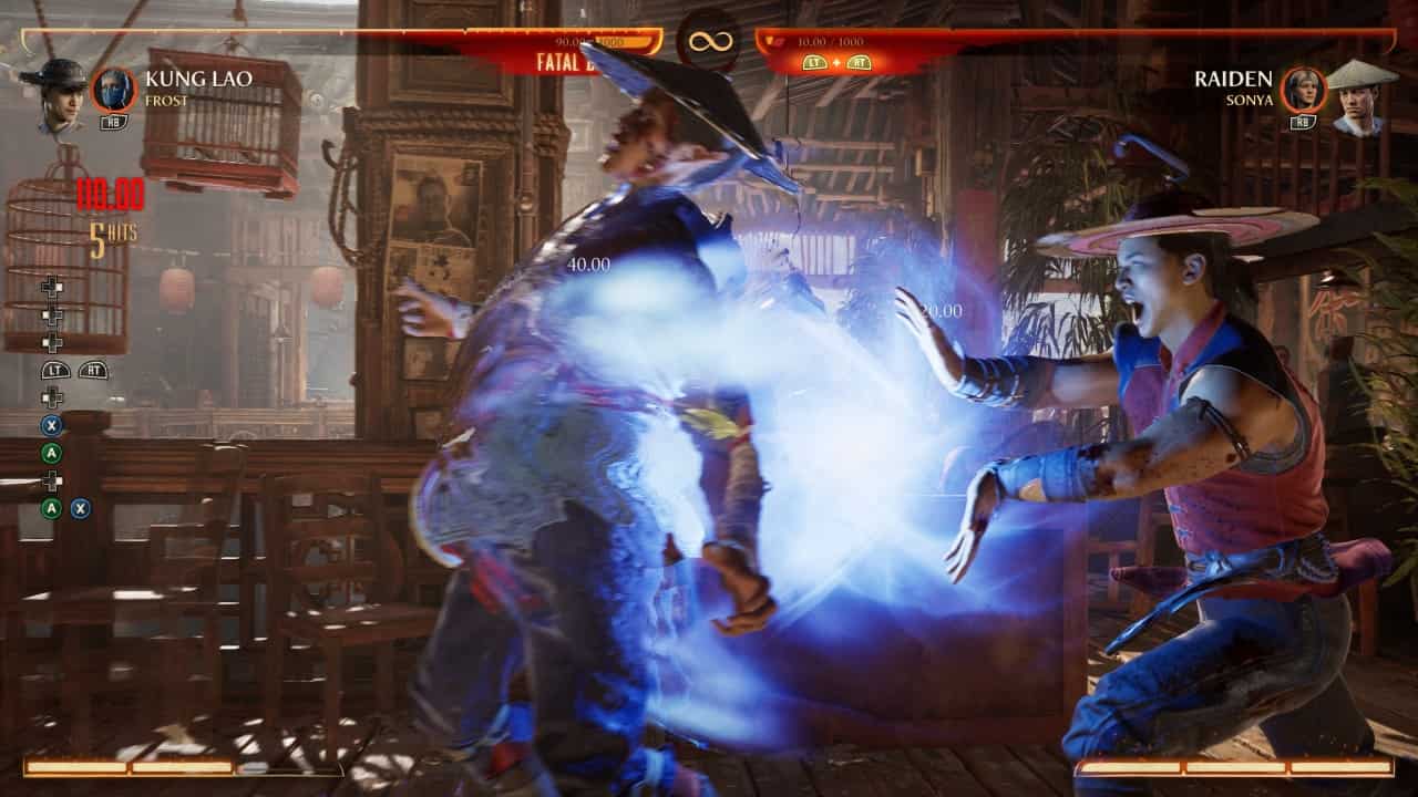 Mortal Kombat 1 Kung Lao: An image of Kung Lao fighting Raiden in the game.