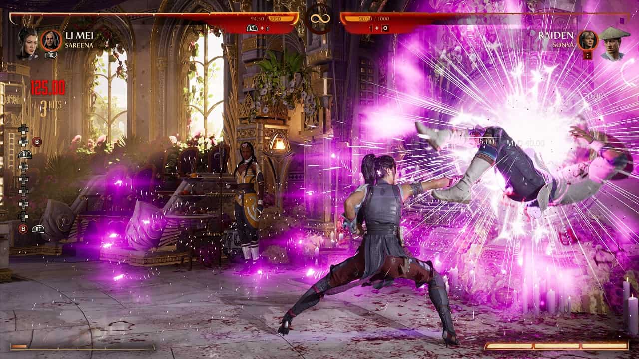 Mortal Kombat 1 Li Mei: An image of Li Mei fighting Raiden in the game.