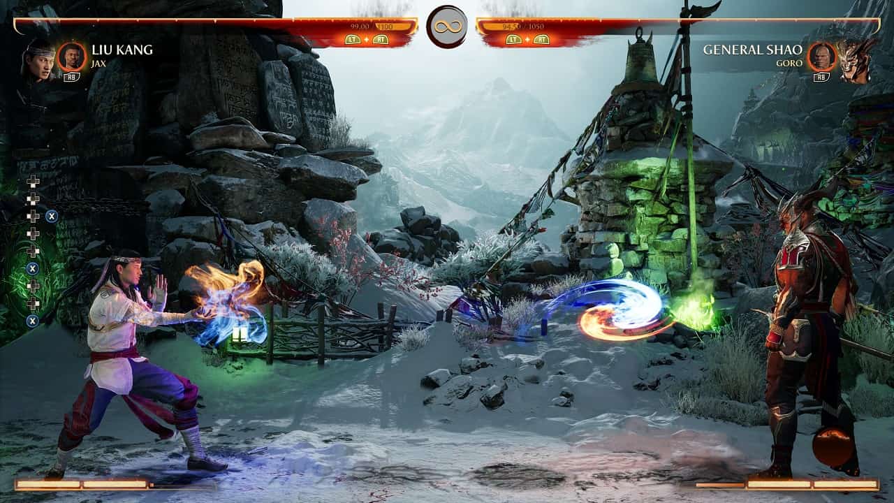 Mortal Kombat 1 Liu Kang: An image of Liu Kang fighting General Shao in the game.