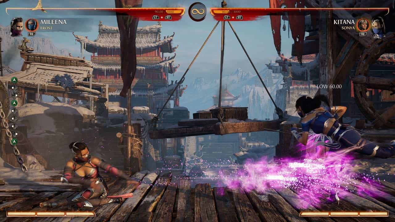 Mortal Kombat 1 Mileena: An image of Mileena fighting Kitana in the game.