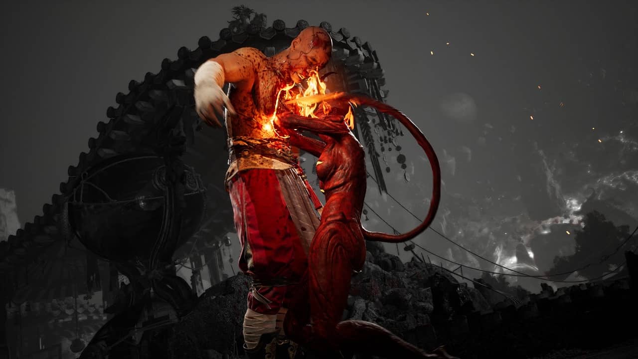 Mortal Kombat 11 Quitality: An image of Sareena performing a fatality.