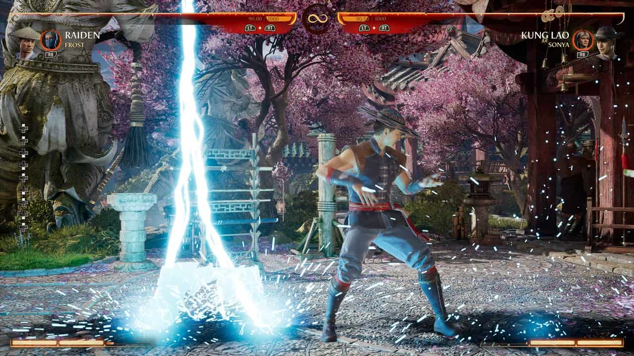 Mortal Kombat 1 Raiden: An image of Raiden fighting Kung Lao in the game.