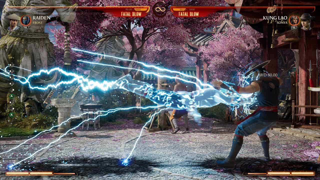 Mortal Kombat 1 Raiden: An image of Raiden fighting Kung Lao in the game.