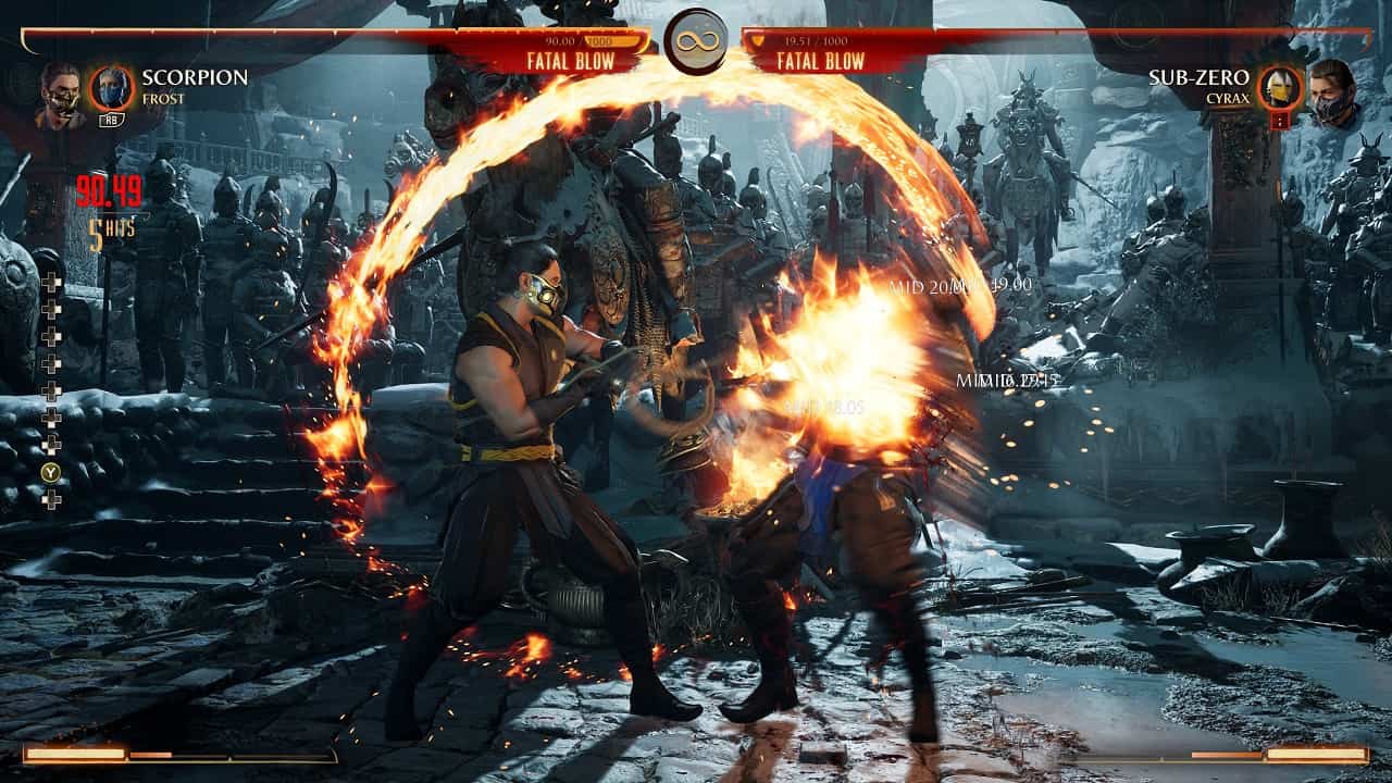 Mortal Kombat 1 Scorpion: An image of Scorpion fighting Sub-Zero in the game.