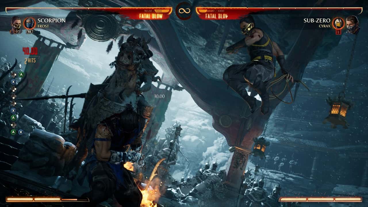 Mortal Kombat 1 Scorpion: An image of Scorpion fighting Sub-Zero in the game.