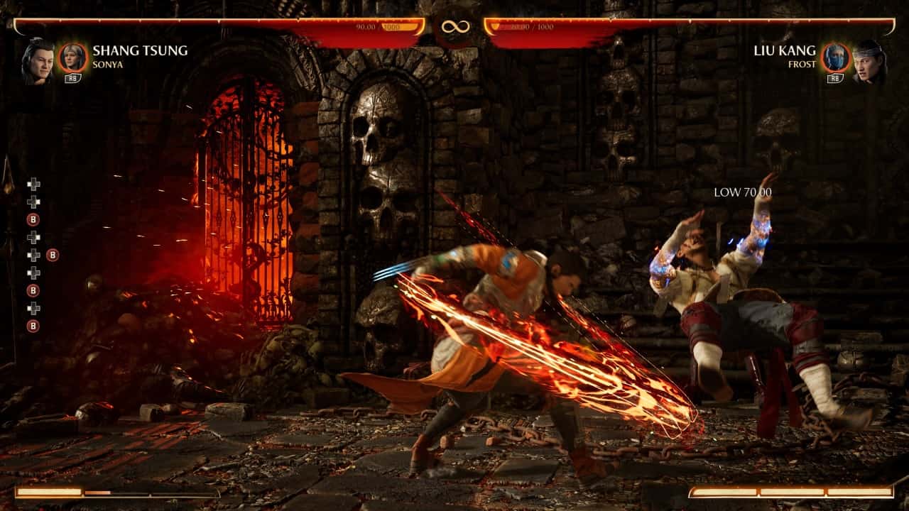 Mortal Kombat 1 Shang Tsung: An image of Shang Tsung fighting Liu Kang in the game.
