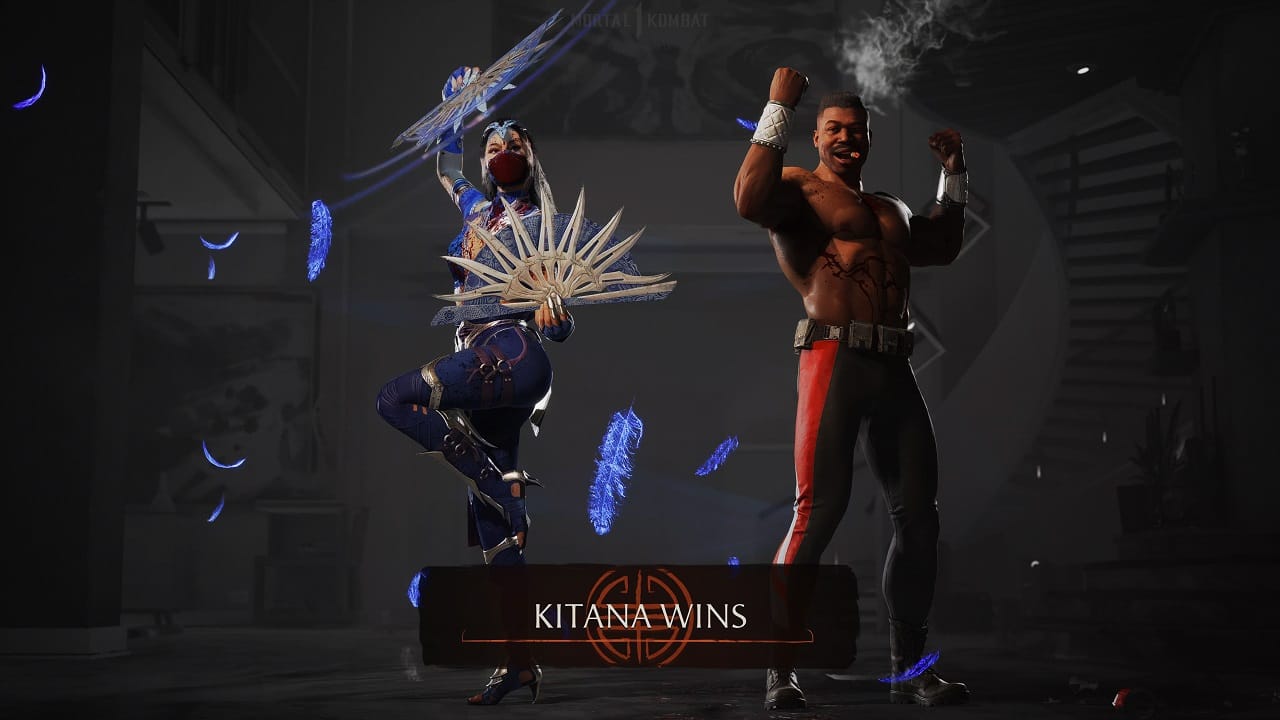 Mortal Kombat 1 Game Pass: An image of Kitana and Jax standing victorious after a fight in the game.