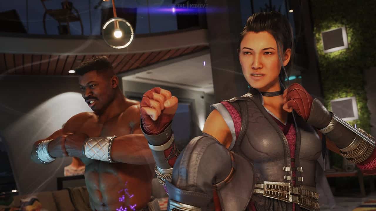 Mortal Kombat 1 on Xbox Game: Jax and Li Mei, two characters from the game, stand together as they face their opponents.