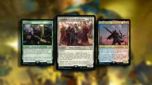 Most expensive MTG Warhammer cards: Triumph of Saint Katherine, Biophagus, and Gyrson Starn