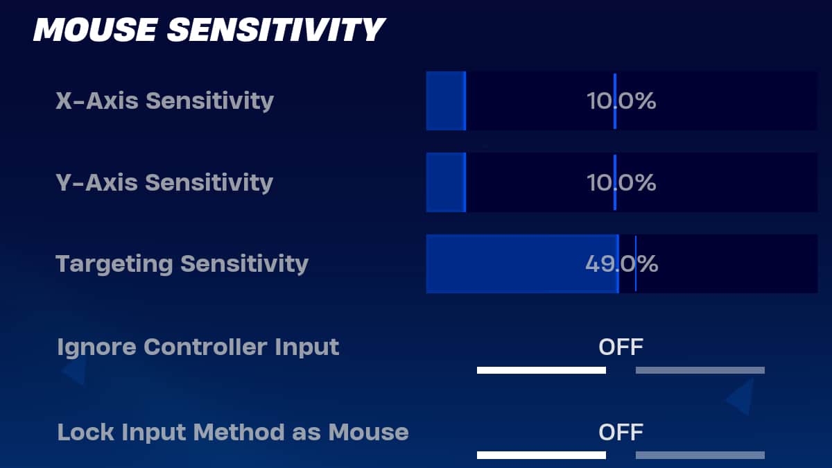 A screenshot of Mr. Savage's mouse sensitivity settings.
