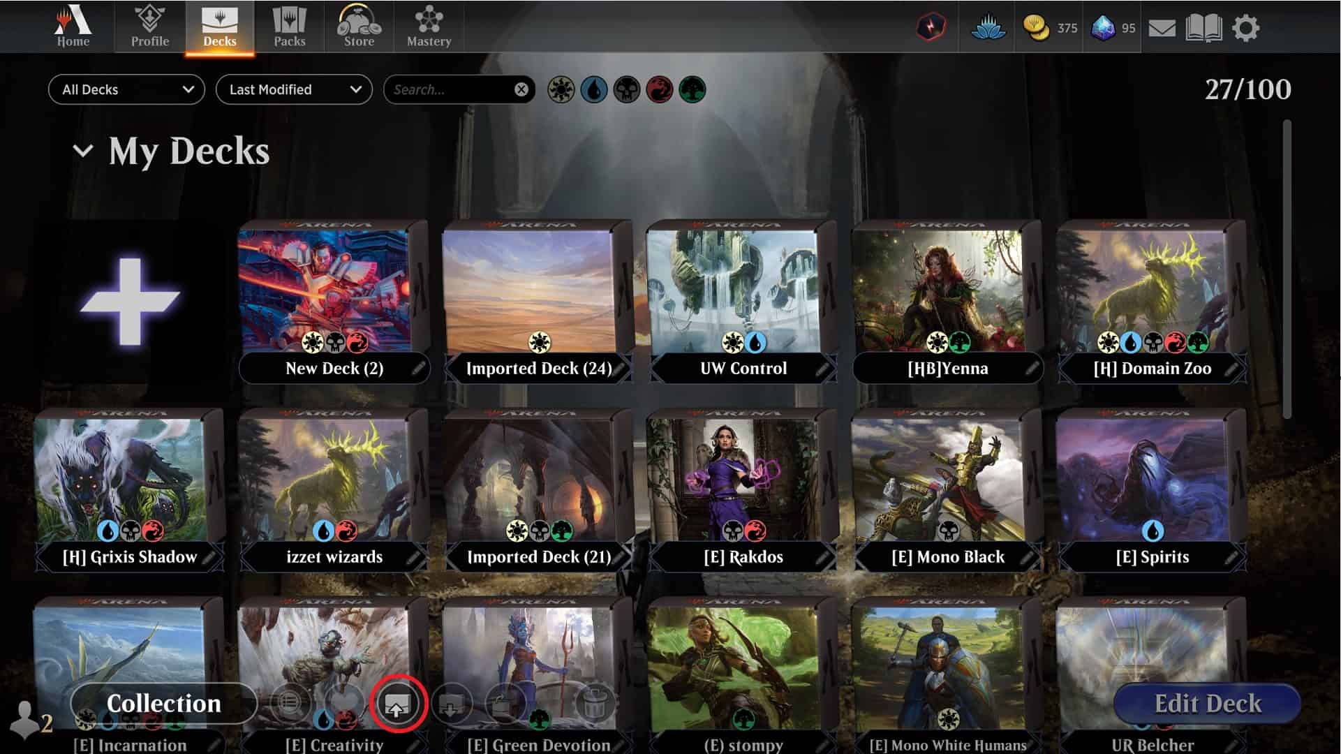 How to import and display decks in MTG Arena.