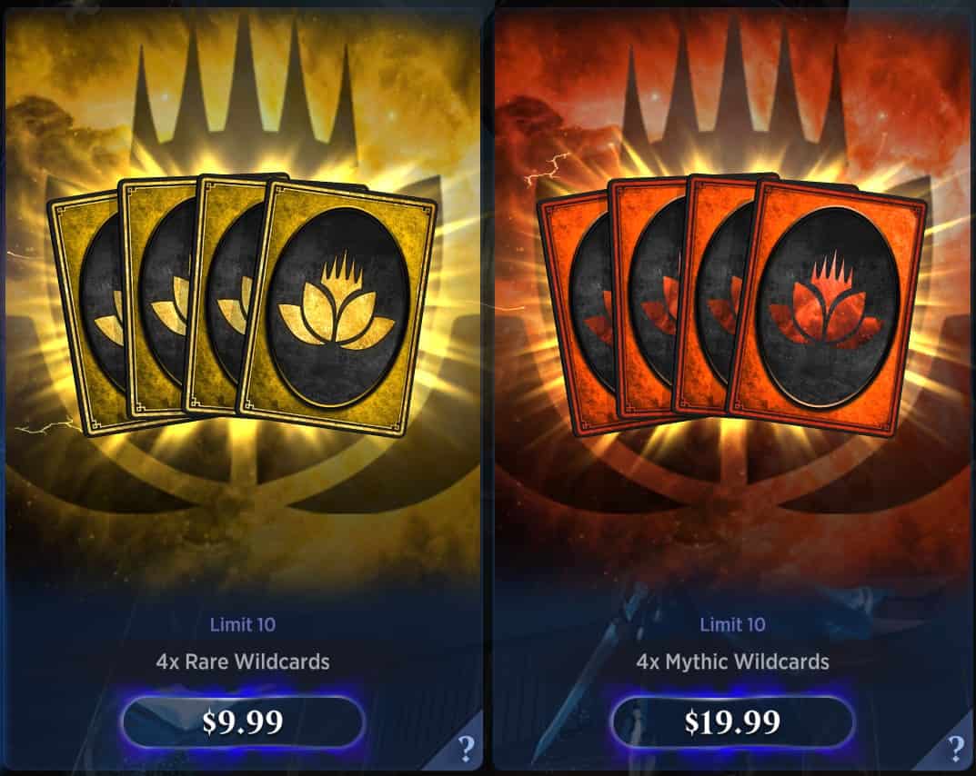 Picture of the Wildcard bundles on MTG Arena