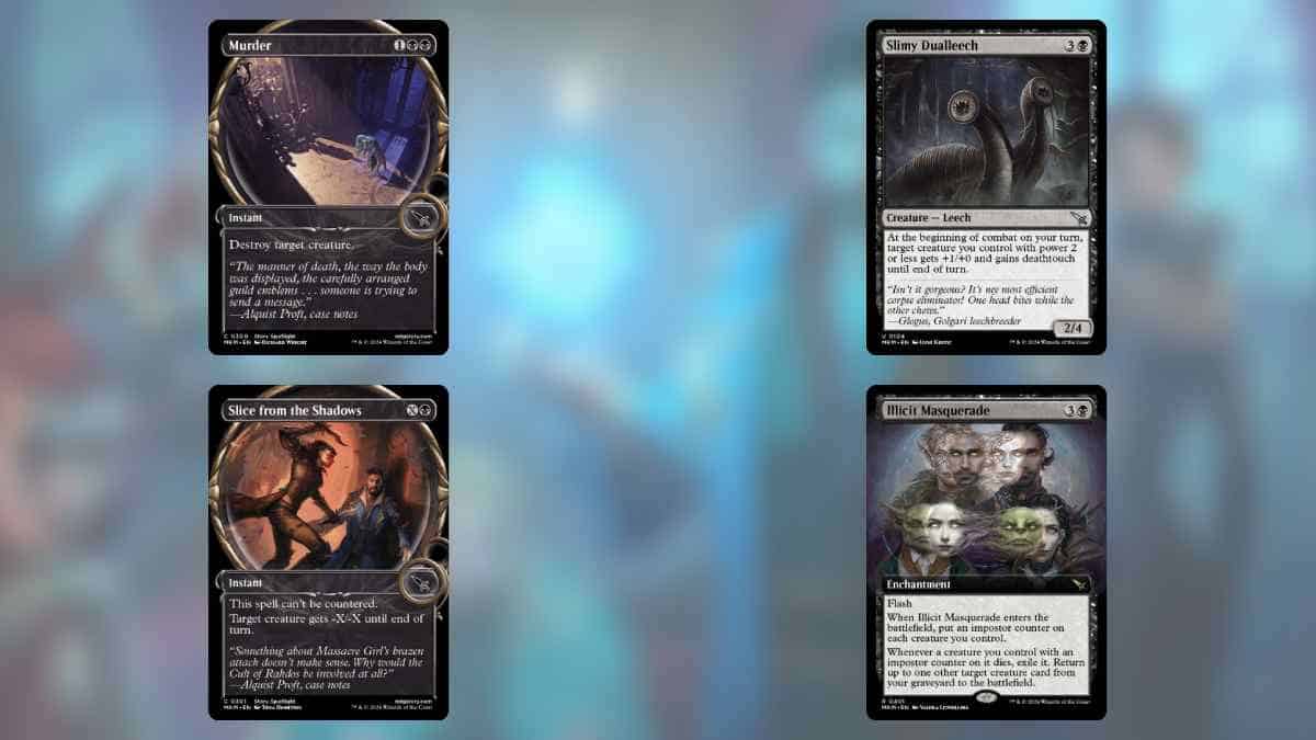 4 black MTG cards from Murder at Karlov Manor