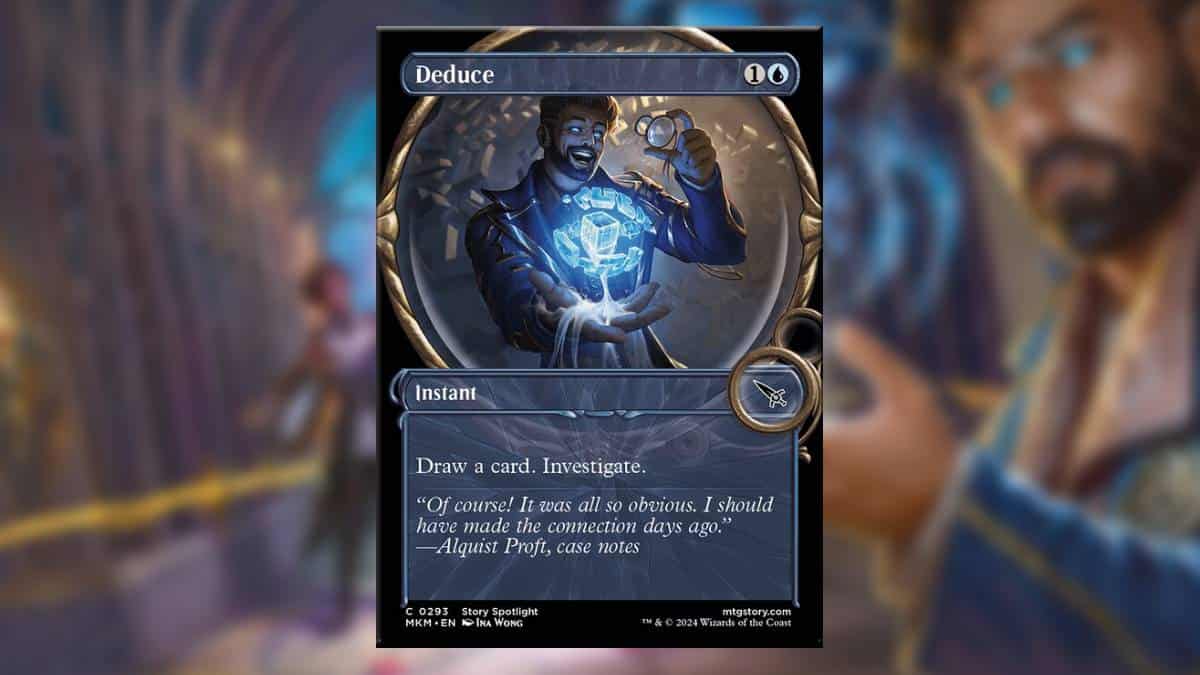 A card featuring a man wielding a sword from the Murders at Karlov Manor deck in MTG.