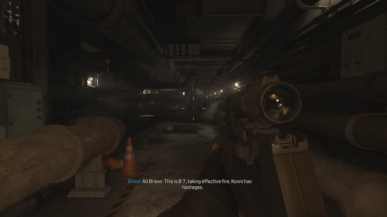 A screenshot featuring a gun and showcasing the best controller settings for MW3. Image captured by VideoGamer.