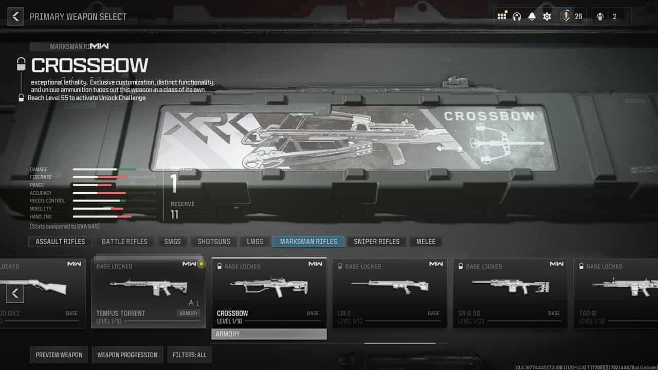 An image of the Crossbow in MW3. Image captured by VideoGamer.