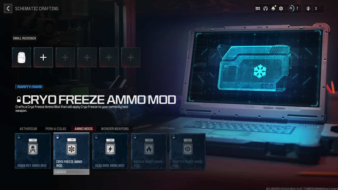 MW3 Cryo Freeze Ammo: An image of a mod in the Zombies mode.