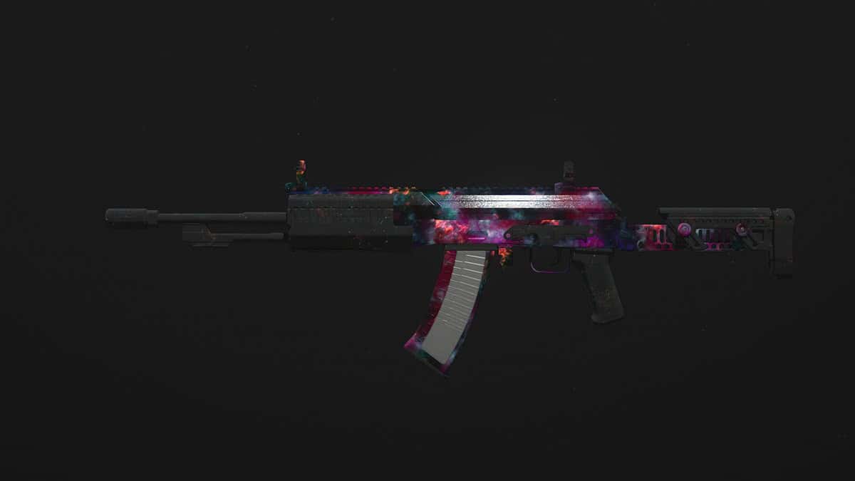 The SVA 545 Assault rifle with the Interstellar camo in the game.