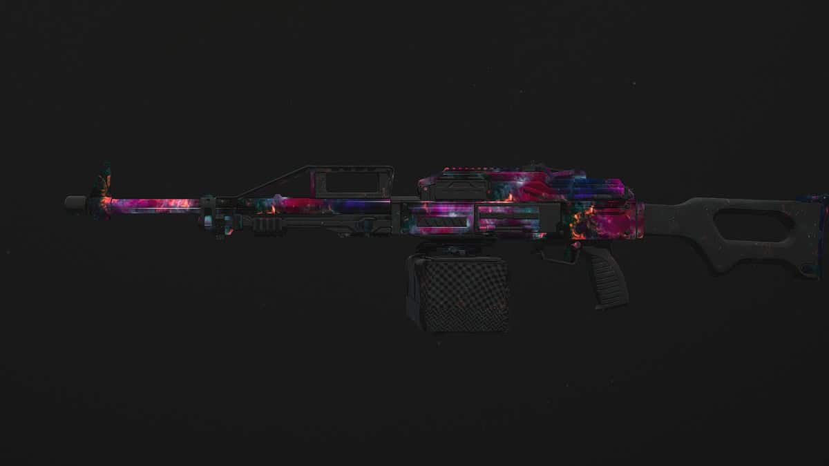The Pulemyot 762 LMG with the Interstellar camo in the game.