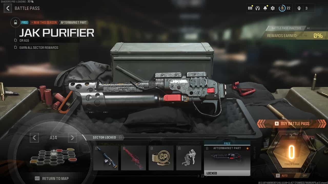 Here's the JAK Purifier in all its glory within the MW3 Season 1 Battle Pass. Image captured by VideoGamer.